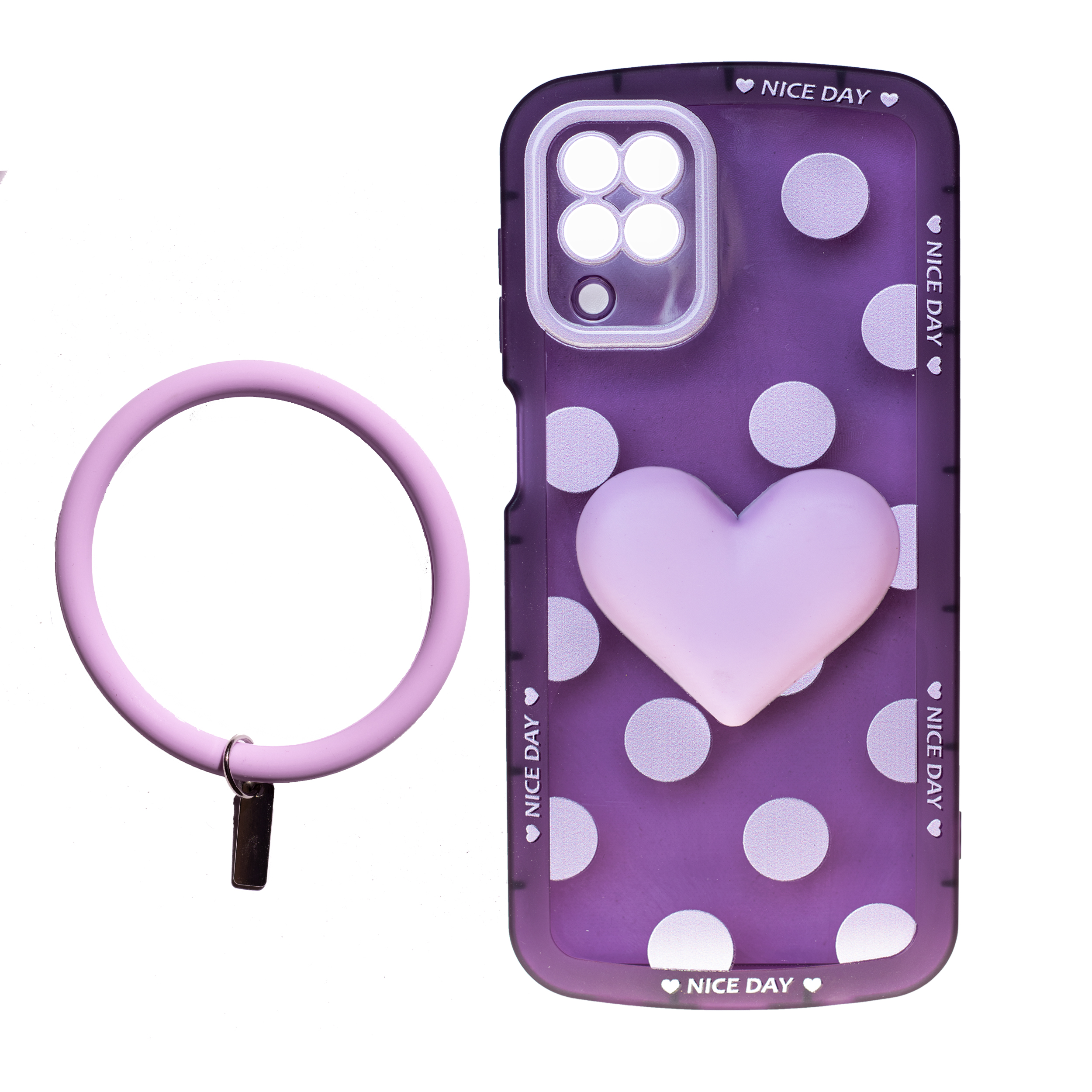 کاور  مدل قلبی مناسب برای گوشی موبایل سامسونگ Galaxy A12 به همراه بند آویز