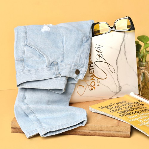 شلوار مام آبی یخی